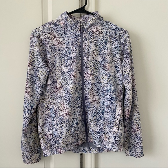 Athleta Girl Ice Storm Full Zip Jacket Sz Large Blue White - Picture 2 of 10